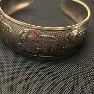 Vintage Elephant Engraved  Cuff Bracelet